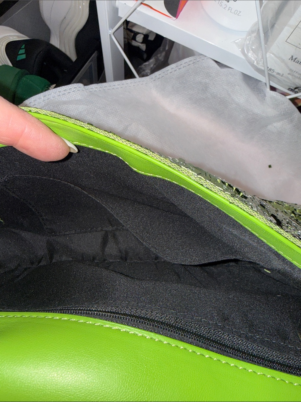 Lime Green Sequin Shoulder Bag - Picture 5 of 6